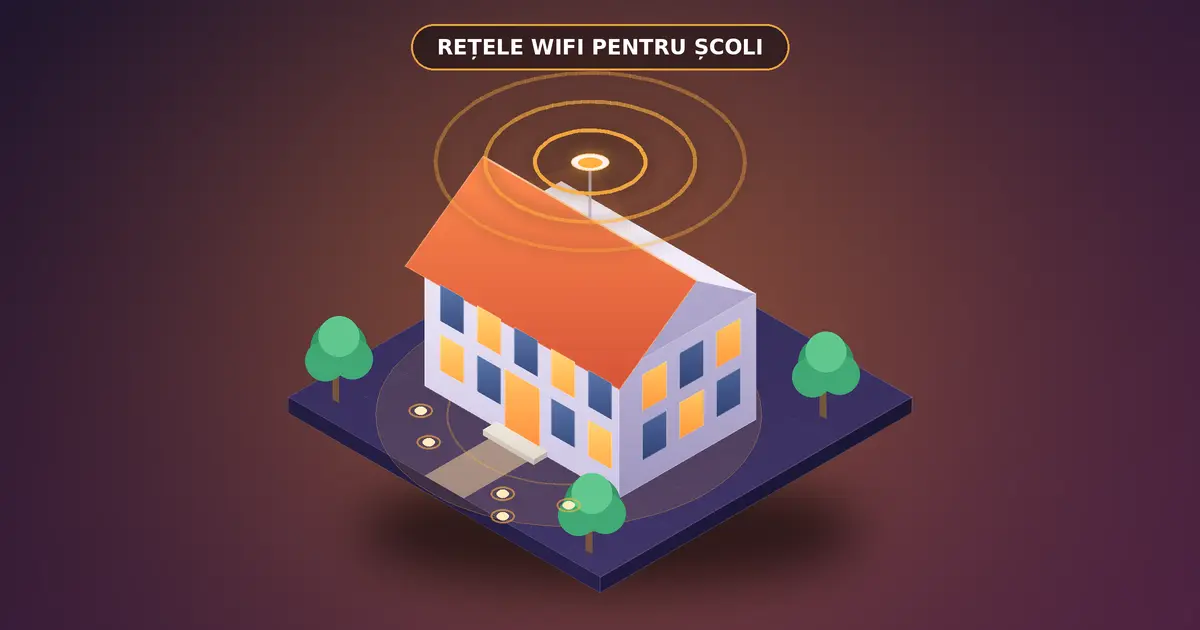 Rețele WiFi pentru școli: plan de clădire cu săli de clasă, coridor și access point-uri